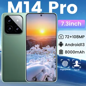 M14 Pro unlocked Android smartphone, support for face recognition, 16GB+1TB RAM, 7.3-inch display, 8000mAh large battery, dual SIM card, GPS navigation