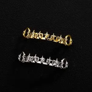 New best-selling trend personality micro-inlaid zircon braces hollow gold braces for men and women accessories cool personality jewelry.