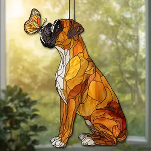 Boxer Dog Acrylic Suncatcher, Boxer Dog Window Hanging, Boxer Dog Window Decor, Dog Lover Gift, Pet Memorial Keepsake, Boxer Silhouette Art