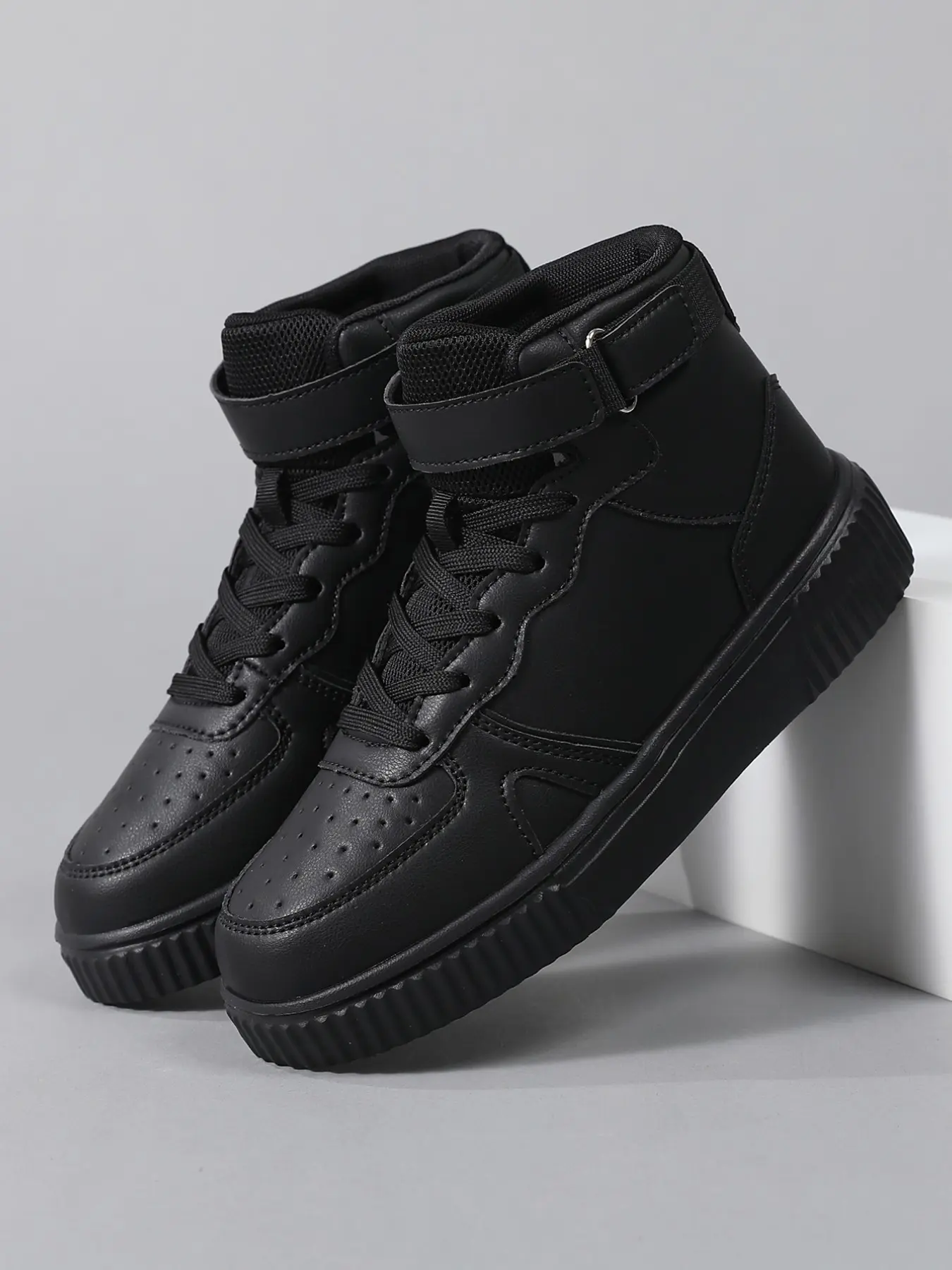 Women's Casual High-Top Sneakers, PU Leather, Anti-Slip Eva Sole, All Seasons, Comfortable Daily Wear Training Shoes, Fashionable Versatile Sneakers, Durable Sneakers