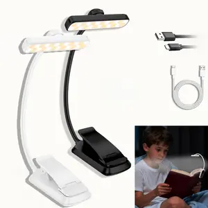 Mother's Day Gift! 24 LED Eye-Caring Book Light with 5 Brightness & 3 Color Modes. Rechargeable Clip-On Light, 80H Runtime, Stepless Dimming for Reading in Bed.