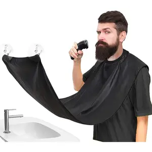 Beard Hair Shaving Apron for Men Shaving Trimming | Gift for Salon Barber | Heatless Haircare Men's Beard Bib Shaving Apron Black