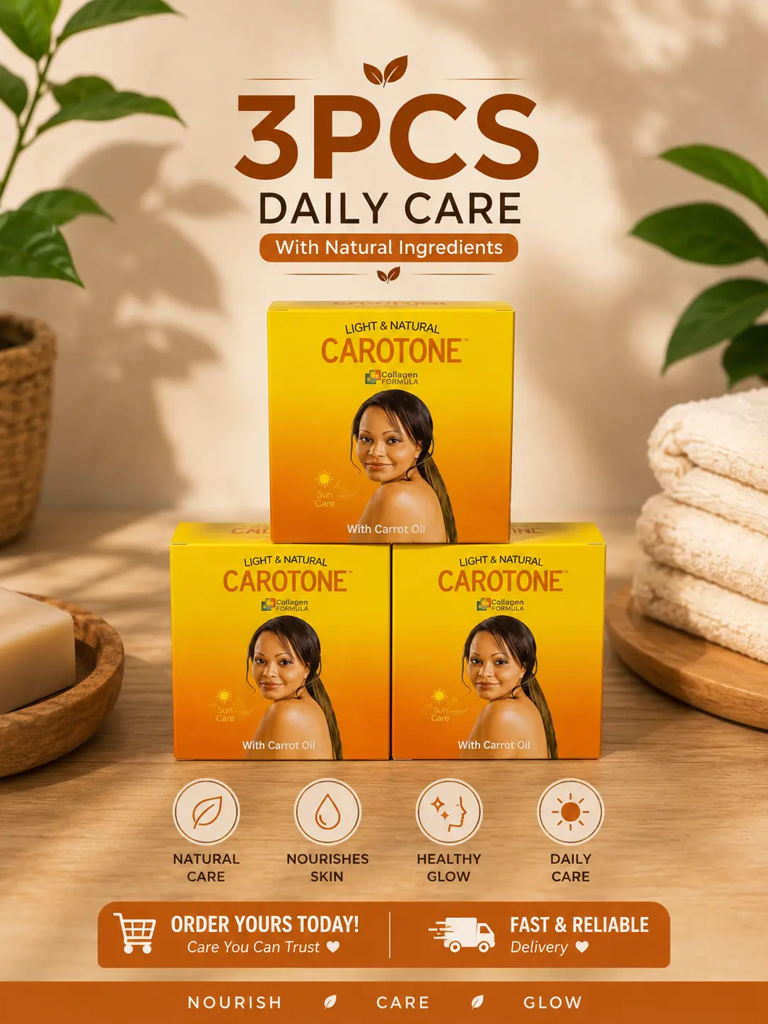 3pcs Carotone Daily Care Soap (200g Each)