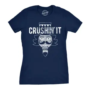 Womens Crushin It T Shirt Funny Christmas Nutcracker Tee for Ladies Funny Womens T Shirts Cute Vintage Fashion Casual Ladies T-Shirt Gift Christmas Tops for Women Women's Novelty Tees Navy