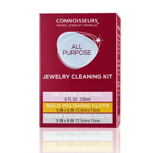 Connoisseurs All-Purpose Jewelry Cleaning Kit with Cleaner Solution and Polishing Cloths