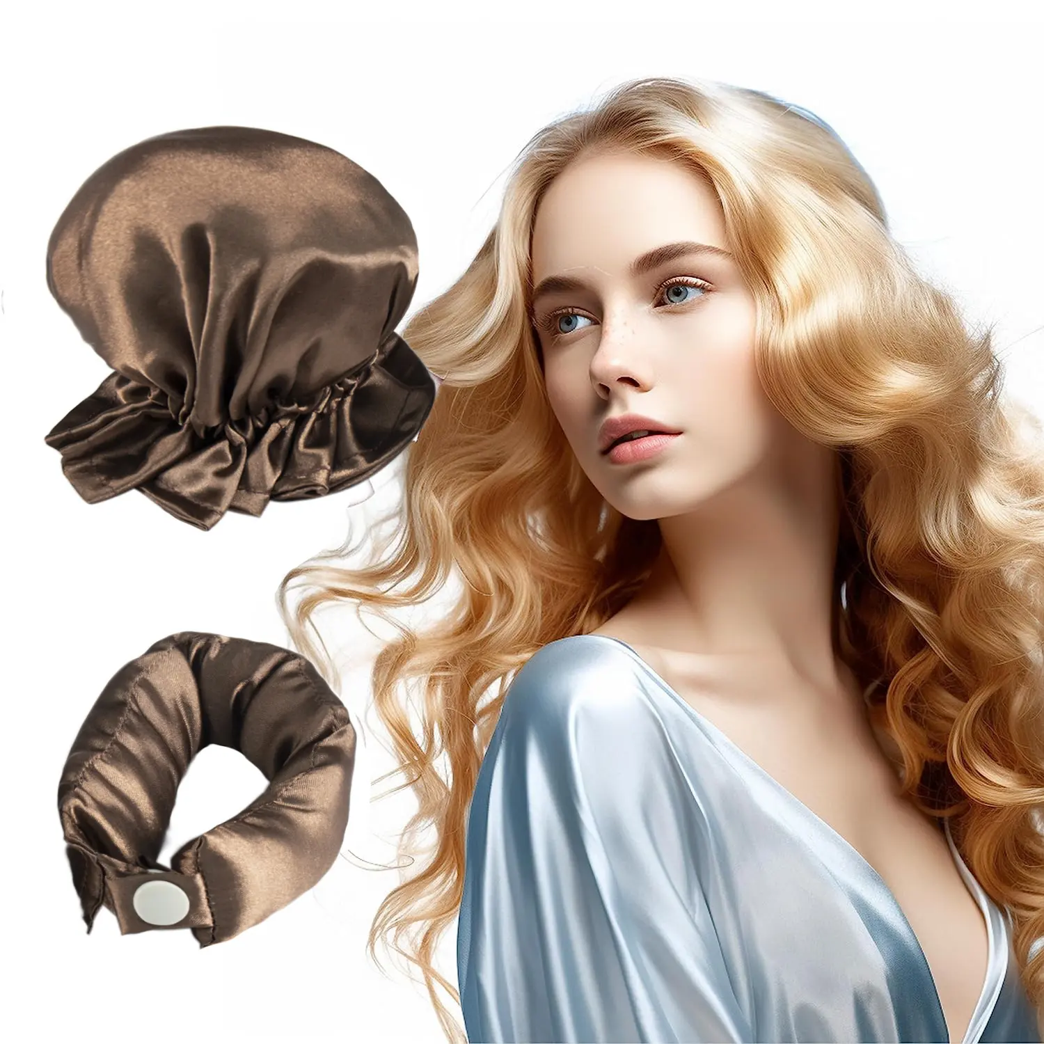 A pair of brown hair covers (OPP)