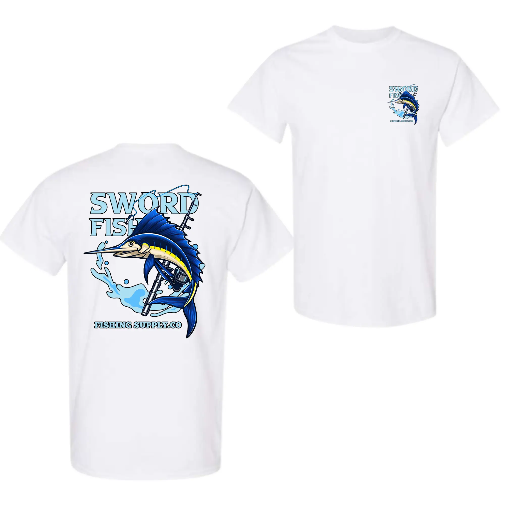 Deep Sea Swordfish Fishing T-Shirt, Outdoor Sports Angler Graphic Tee, Ocean Fishing Shirt for Men Women, Big Game Fish Lover Apparel, Unisex Cotton Casual Streetwear, Vintage Graphic Tee