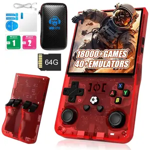 R36Max handheld game console, mini portable retro game console, 4.0-inch IPS video game player,  64GB TF card, installed 18000+games
