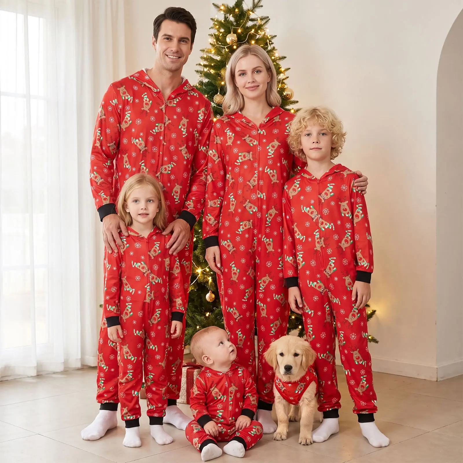 Family Christmas Pajamas Matching Sets Soft Holiday Clothes Long Sleeve Couples Onesie Sleepwear Cute Pjs Sets