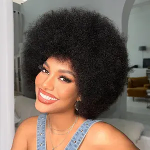 Afro Kinky Wigs for Black Women 70s Disco Hair Wig with Bangs for Women Natural Curly Bouncy Fluffy Afro Wigs for Daily and Costume Cosplay gorgeous Synthetic fashion fluffy Short Wavy wig
