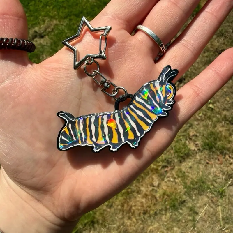 Handmade Monarch Caterpillar Keychain
