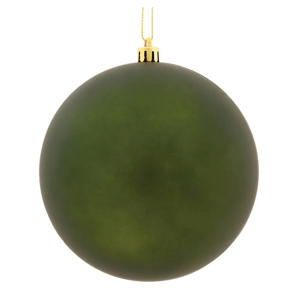 212 MAIN 2.75 in. Moss Green Matte UV-Resistant Plastic Round Christmas Ornaments, 12 per Bag - Modern Indoor Home & Party Festive Decorations