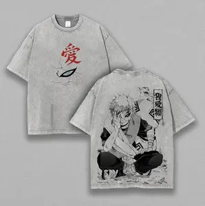 Gaara - Naruto Anime Double Printed Vintage Washed Tee Unisex Oversize Anime Manga Washed Heavyweight Cotton T-shirt, Gift For Anime Fan, Anime Lover