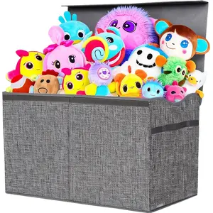 32gal Extra Large Toy Box Storage Basket with Lids, Collapsible Sturdy Toy Storage Organizer Boxes Bins Baskets for Kids, Boys, Girls, Nursery, Playroom, Closet Home Bedroom Office Nursery Storage Trunks