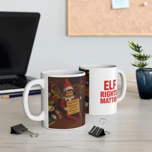 Funny Elf Rights Mug, Christmas Humor Coffee Cup, Holiday Gag Gift for Men Women, Cute Naughty Elf Design, Trendy Xmas Drinkware, Winter Gift Idea