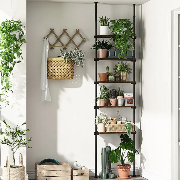 ALLZONE 5 Tiers Tall Bookshelf, Narrow Adjustable Ladder Book
