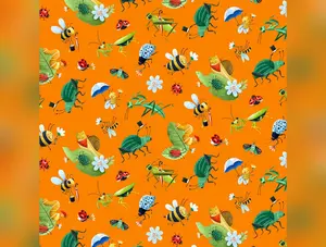 Hidden World | Tossed Insects Orange by Elizabeth's Studio | 714E-ORANGE