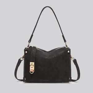 European and American retro small bag, fashionable embroidered mini shoulder handbag, high-quality textured crossbody small square bag city messy Suede Single