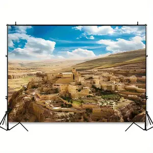 Ancient Cityscape Tapestry Backdrop, Historic Middle Eastern Architecture, Cultural Art Wall Hanging for Living Room, Bedroom Decor