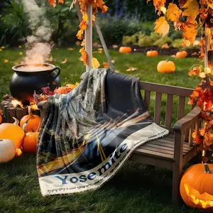 1 piece Half Dome View, Yosemite National Park themed flannel blanket - Flannel blanket with modern design, suitable for sofas and beds, all-season use, super soft and comfortable, digitally printed pattern, 100% polyester material, machine