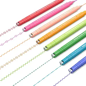 AECHY 8pcs Curve Highlighter Pens set,Dual Tip Aesthetic Markers for Note Taking  with 6 Unique Curve Designs Ideal for School Office Drawing Journaling & Creative Use