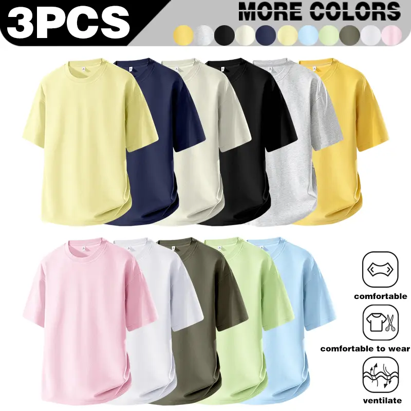 New European and American T-shirt men's base shirt solid color clothes couple T-shirt