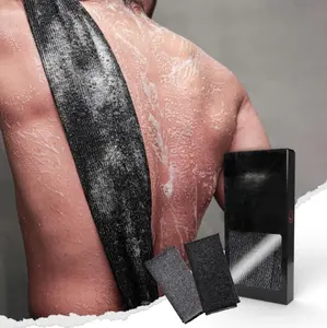 Extra Rough Exfoliating Washcloth-Extreme Body & Back Scrubber for Shower, Extra Long, Hygienic Rough Exfoliator, Men & Women, 2 Count Pack, Black & Grey Accessories Sponge