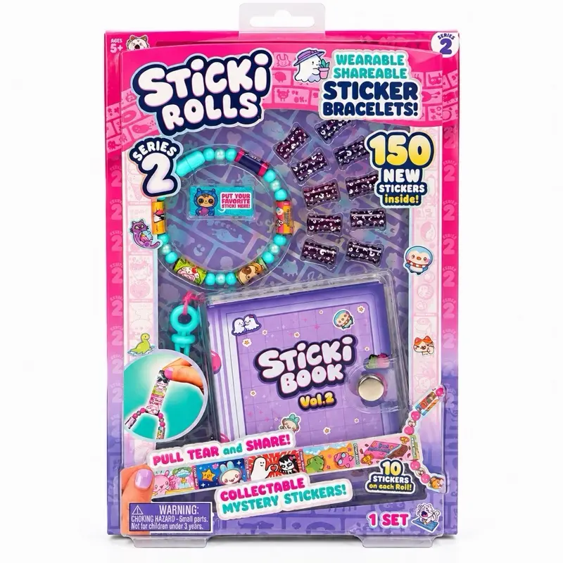Sticki Rolls Series 2 Sticki Book Vol. 2 Sticker Bracelet Set, 150 Stickers