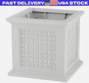 14.65in Planter Box Rattan Style Outdoor Decorative Plant Flower Pot