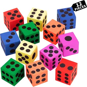 Big Foam Dice Set - 12-Pack, Jumbo, and Colorful Dice for Kids - Ideal for Boosting Math Skills in the Classroom, Great Gifts, and Party Fun