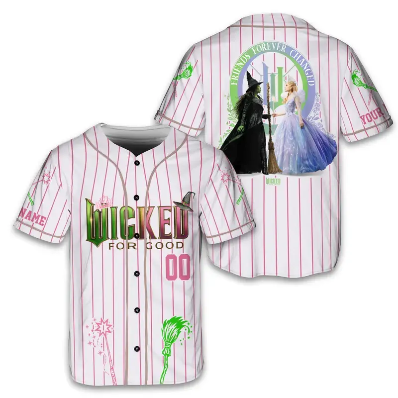 Custom Wicked Witch Baseball Jersey, Changed For Good Shirt, Elphaba and Glinda Jersey, Shiz University Gift, Wicked Musical Movie Fan Gift