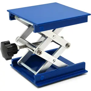 Lab Jack Stand Platform 4" x 4", Mini Laboratory Support Stand Manual Scissor Lab Lift Lifting Table, Max. Support 5KG Weight, 145mm Height, Aluminum, Blue