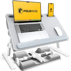 FoldWise 2-in-1 Lap Desk & Laptop Stand for Bed - Soft Cushions, Foldable & Adjustable Laptop Lap Desk for Couch, Wrist Rest, Tablet Holder, Edge Stopper & Leather, Ideal for Bed Desk, Couch & Chair