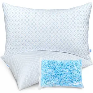 2/4 pcs Shredded Memory Foam Pillows, Luxury Gel Cooling Bed Pillows 2 Pack for Stomach Back Side Sleeper,Pillows Adjustable Washable Removable Cover,with Extra Fill