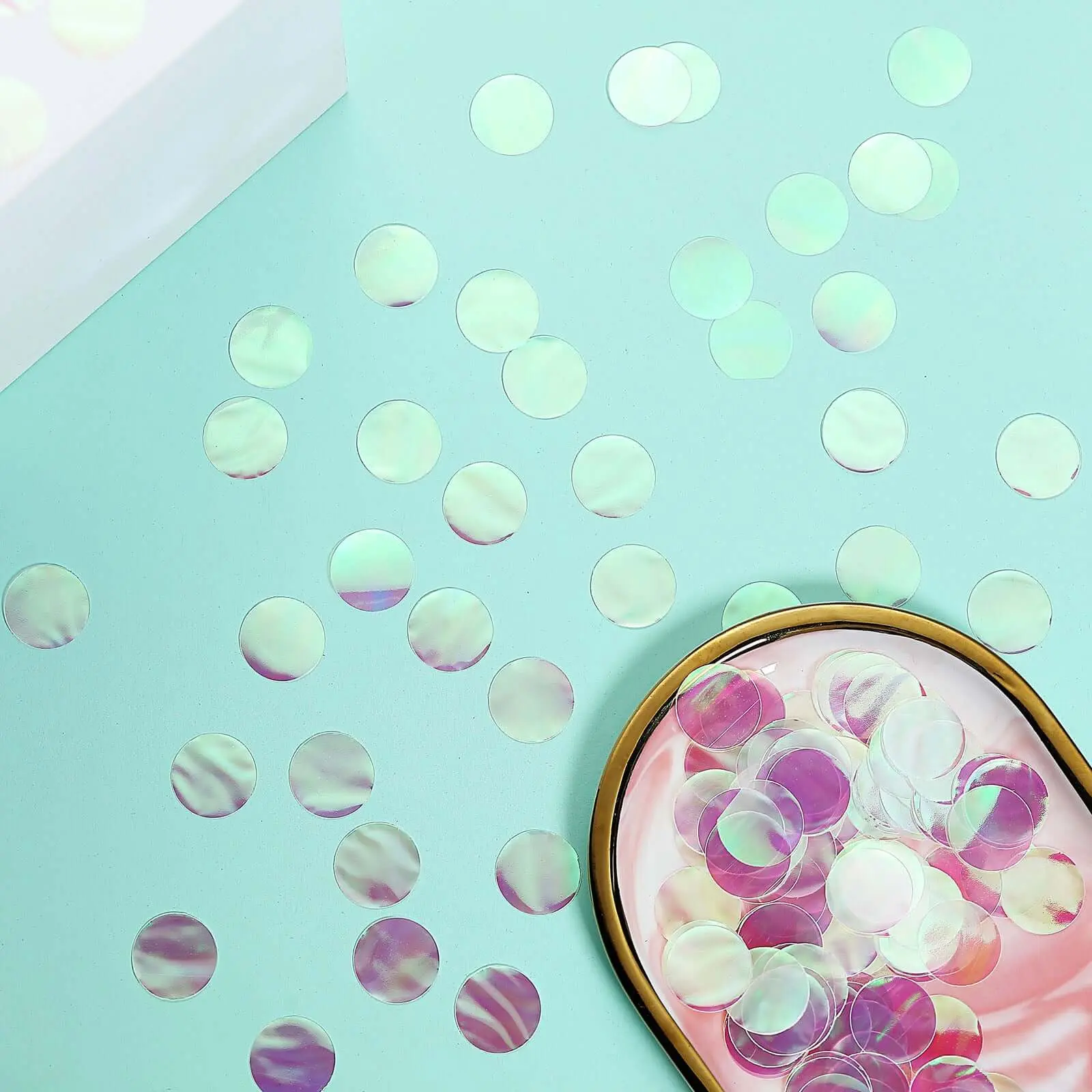 Bagged Metallic Round Iridescent Foil Confetti - 18G Bag, Glitter Shine Table Decor Decoration for Weddings, Birthday Ideas & Festive Events