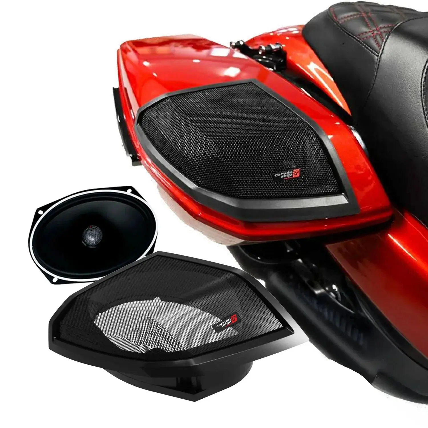 2024+ Harley Davidson Motorcycle Cut-In Lid Kit with 6"x9" Wired 2-Way Coaxial Subwoofers, Stroker ST692CX2 (2 ohm Low-Impedance Design) Speakers, 6”x9” Spacer Ring, Advanced Voice Coil Engineering, Higher Volume Output - RPMST692LK24