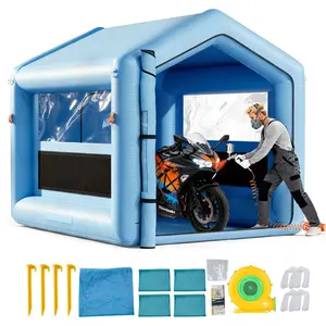 Inflatable Paint Booth, 9.84 X 8.2 X 8.2 Ft, Portable Spray Booth With 550W High Power Blower And Integrated Air Filter System, Triangular Roof Design, Suitable For Bicycle, Motorcycle And Automotive Sheet Metal