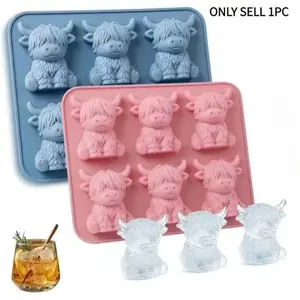 Mini Highland Cow Ice Cube Mold, Cute 3D IceCubes for Drinks, Parties, and Gifts, Perfect forBeverage Enhancements