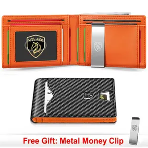 VTLASK Men’s Minimalist Slim RFID Blocking Wallet - Carbon Fiber Leather Bifold Card Holder with Quick Access Rfid Security Technology Microfiber Material   Perfect Gift for Men