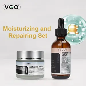 VGO - Vitamin C Serum | 92 Snail Moisturizer Baba De Caracol Restorative Daily Care Set for Hydration Skin Radiance moisturizing Skin Repair Moisture Moisturizing Anti-Aging Facial Cream Anti-Aging Nicotinamide Serum Set