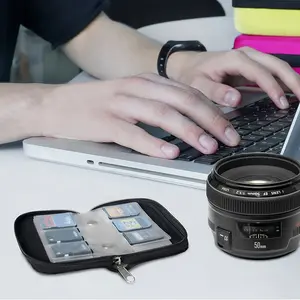 Portable Storage Card Organizer Bag, SD and Cf Card Protection Case, 18 SD Slots, 4 Cf Slots, Ideal for Travel and Home Use