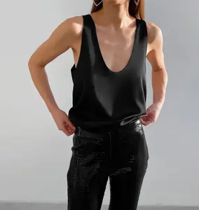 Women's Chic V-Neck Silk Satin Tank Tops - Smooth, Breathable Fabric, Essential Basic Loose-Fit Sleeveless Camisoles for Summer Layering
