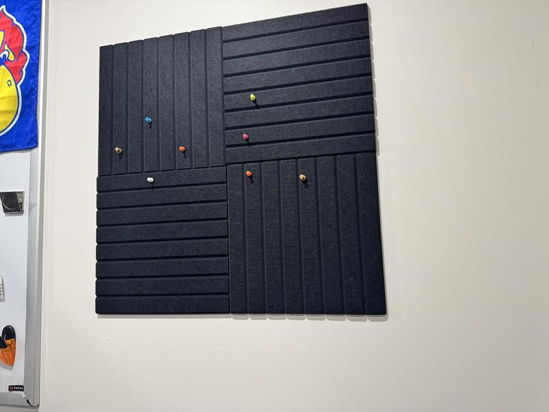 Large cork message board, measuring 36 inches x 24 inches, felt bulletin board for office decor, 6-piece felt wall panels with striped design, can be used as a pushpin message board and home wall organizer, suitable for offices and bedrooms.