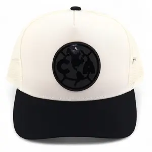Club America Hat - Natural and Black Trucker Style with Emblem Logo