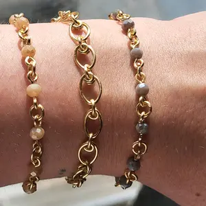 Stackable or Single Beaded Wire Wrapped Bracelets - Multi-Color Beads in Gold, Beige, Brown & Gray $7 a piece