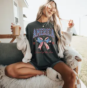 Coquette 4th of July Shirt, USA shirt, Summer Shirt, Red White and Blue, America Memorial Day Fit Top Womenswear Comfortable