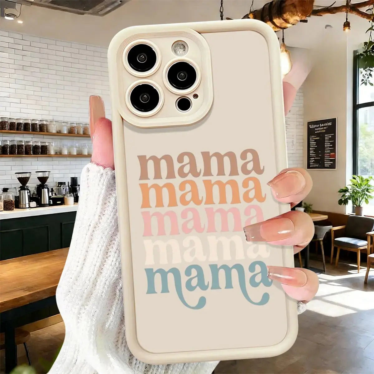 Cute Mama Text Typography Aesthetic Case,phone Case Suitable for Iphone 11/12/13/14/15/16/17 Pro Promax Plus Air and Samsung S22/S23/S24/S25 Plus Ultra Fe,Slim Shockproof Anti Scratch Lightweight TPU Cover with 1.2mm Raised Lips, Accessories, Smartphone C