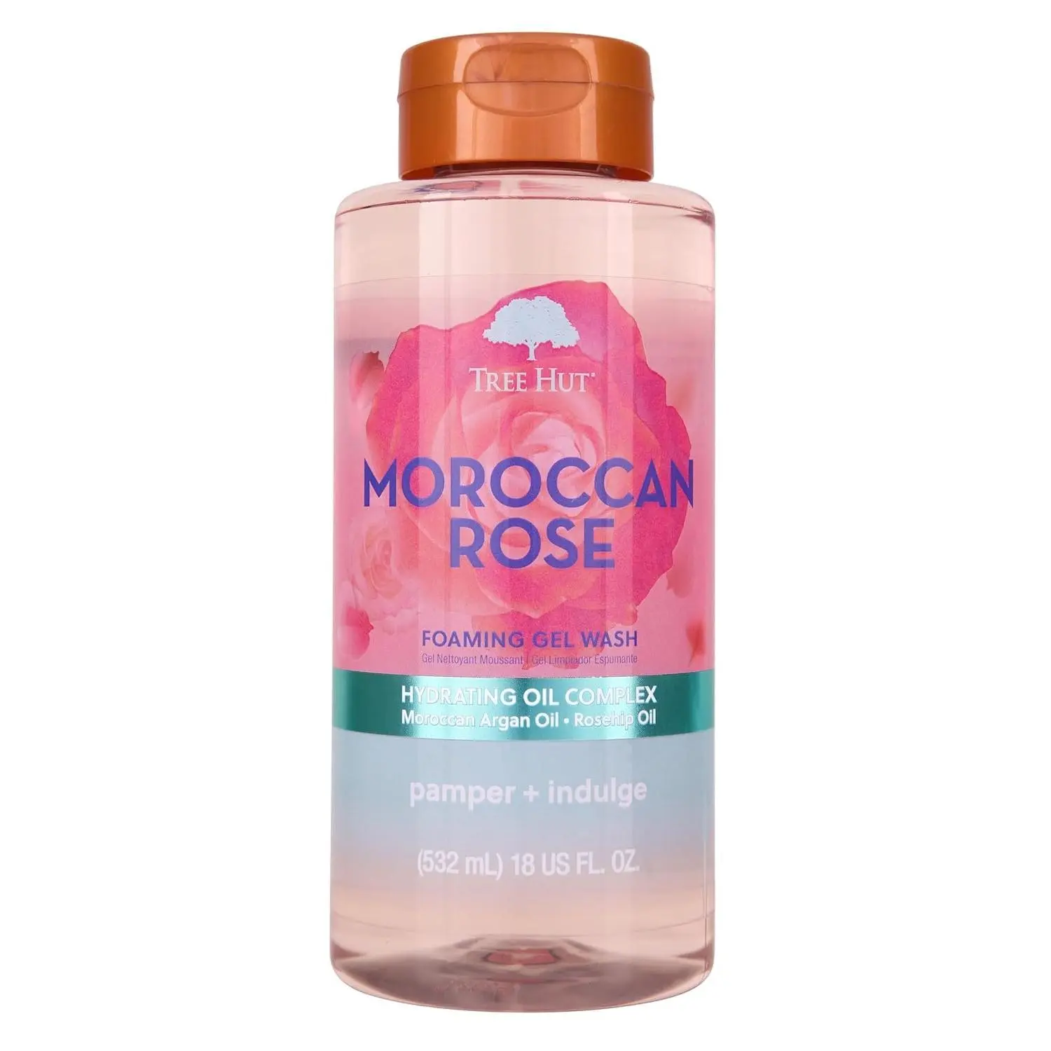 Tree Hut Moroccan Rose Nourishing & Moisturizing Foaming Gel Wash, 18 oz., Hydrating | Nourishing & Moisturizing Shower Gel w/ Shea Butter & Essential Oils, Soft & Smooth Skin, Gentle Cleanser For All Skin Types