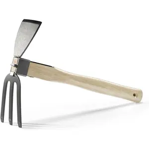 Hoe,Digging Hoe and Rake, Hand Hoe with Wooden Handle for Loosening Soil and