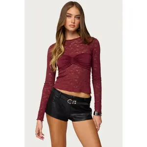 Rosette Bandeau Sheer Lace Top